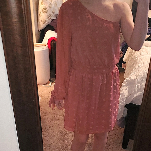 Pink Lily rose off the shoulder size S dress - Picture 2 of 4